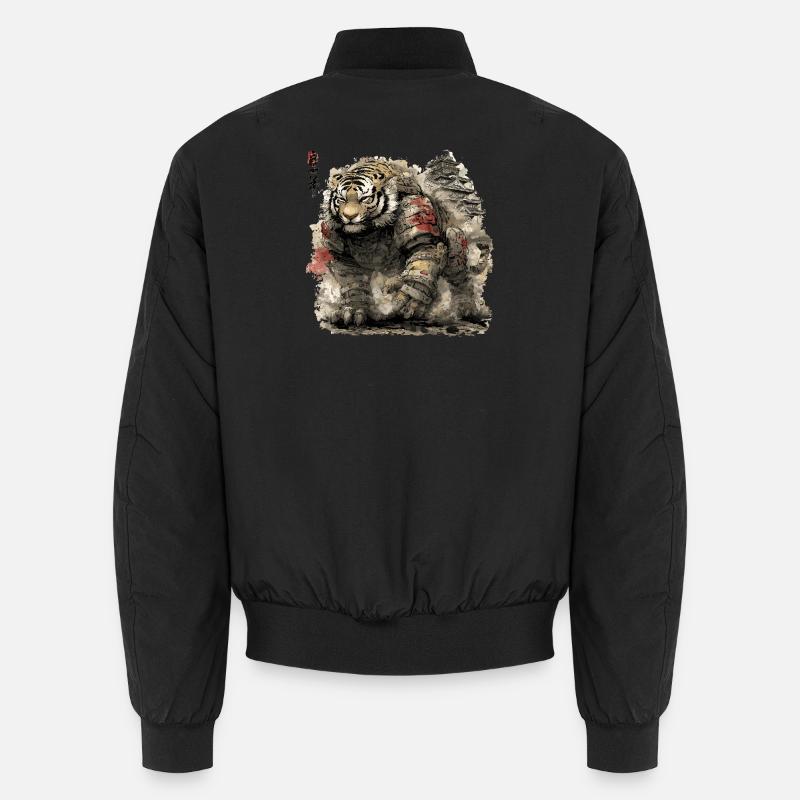 Tiger Samurai Armor in front of castle Unisex Bomber Jacket