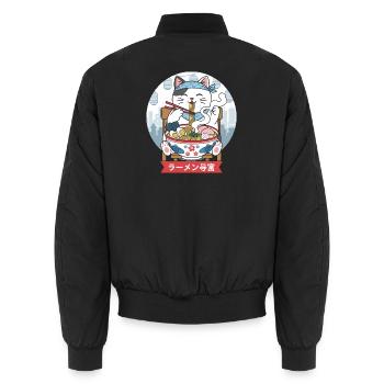 Festin de ramen Neko - Bomber unisexe - noir - Dos - AI Model Male 185 light (185cm)