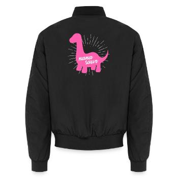 Nanasaur Pink Dinosaur Grandma Family - Unisex Bomber Jacket - black - Back - AI Model Male 185 light (185cm)