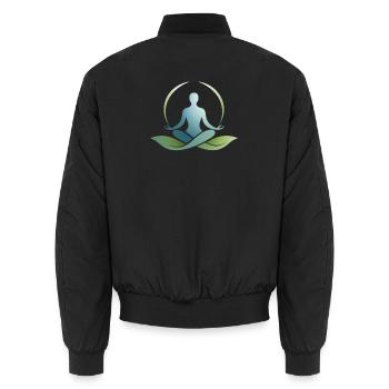Natur-Yoga-Symbol – Gleichgewicht und Ruhe - Unisex Bomberjacke - Schwarz - Hinten - AI Model Male 185 light (185cm)
