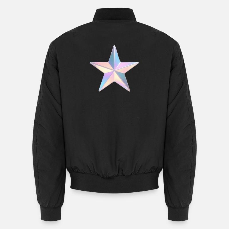 Pastel Iridezed Star - Unisex Bomber Jacket - black