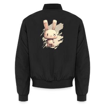 Cute rabbit with X-eyes - Unisex Bomber Jacket - black - Back - AI Model Male 185 light (185cm)