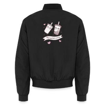 Parfait Mélange Bubble Tea Kawaii - Bomber unisexe - noir - Dos - AI Model Male 185 light (185cm)