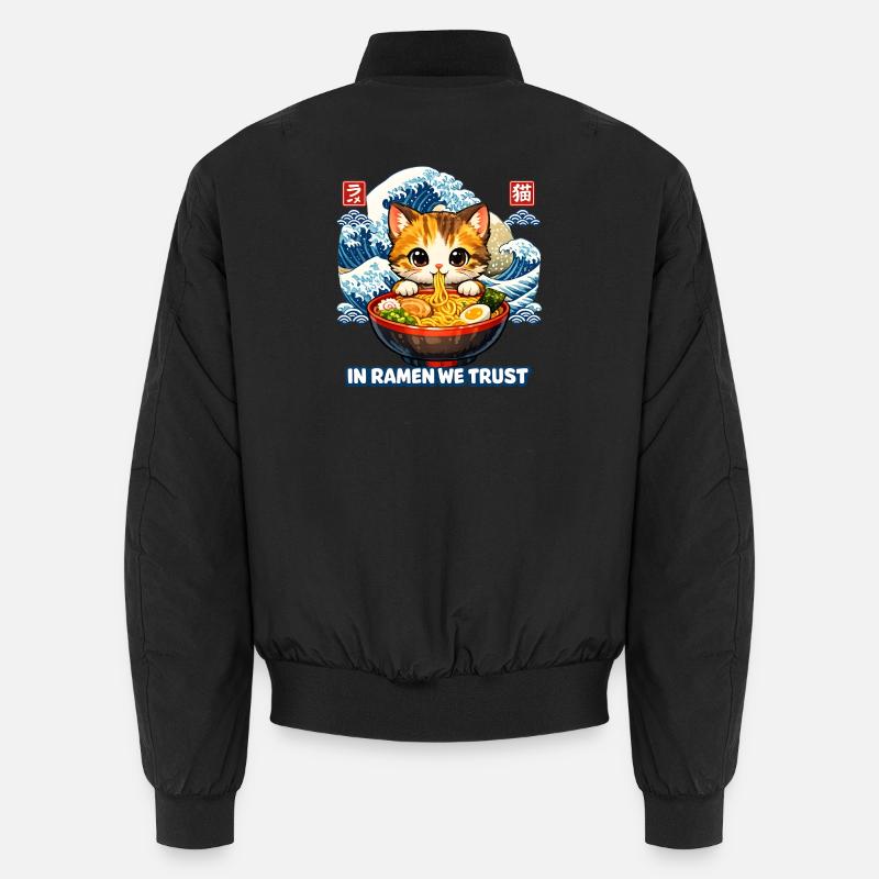 In Ramen We Trust Cat - Unisex Bomber Jacket - black