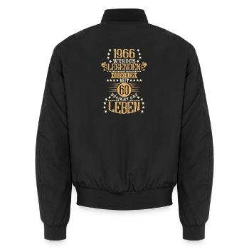 Vintage 1966 Vintage Retro 60th Birthday Legend - Unisex Bomber Jacket - black - Back - AI Model Male 185 light (185cm)