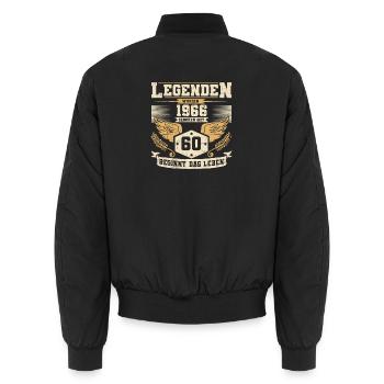 60e anniversaire Légendes 1966 La vie du grunge commence - Bomber unisexe - noir - Dos - AI Model Male 185 light (185cm)