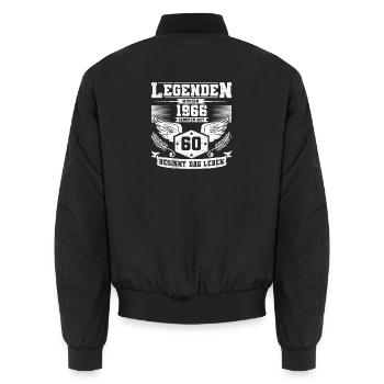 60e anniversaire Légendes 1966 La vie du grunge commence - Bomber unisexe - noir - Dos - AI Model Male 185 light (185cm)