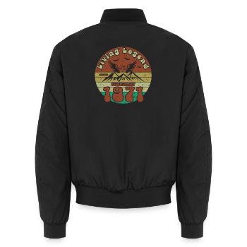 55th Birthday Living Legend since VIN 02/1971 - Unisex Bomber Jacket - black - Back - AI Model Male 185 light (185cm)