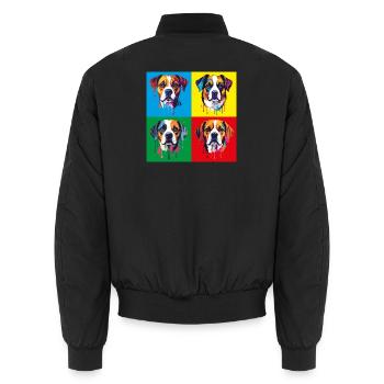 Dog Pop Art Portrait - Unisex Bomber Jacket - black - Back - AI Model Male 185 light (185cm)