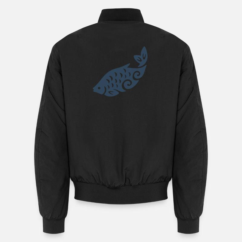 Swirl Fish Silhouette - Unisex Bomber Jacket - black