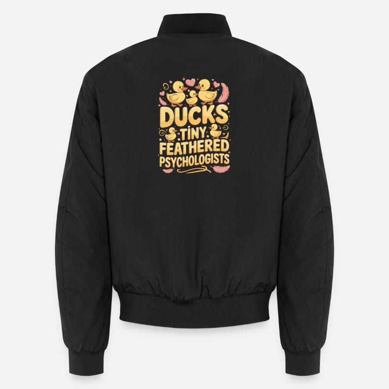 Ducks Tiny Feathered Psychologists Funny Ducks - Unisex Bomber Jacket - black