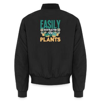 Leicht Ablenkbar Durch Pflanzen Pflanzenliebhaber - Unisex Bomberjacke - Schwarz - Hinten - AI Model Male 185 light (185cm)