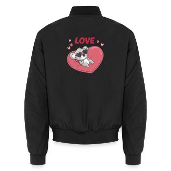 Koala in Love on Sweet Heart - Unisex Bomber Jacket - black - Back - AI Model Male 185 light (185cm)