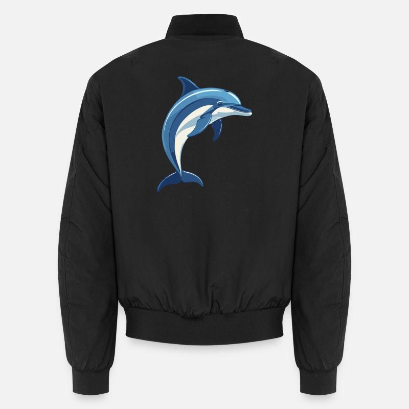 Blauer Delfin springt aus dem Wasser Unisex Bomberjacke