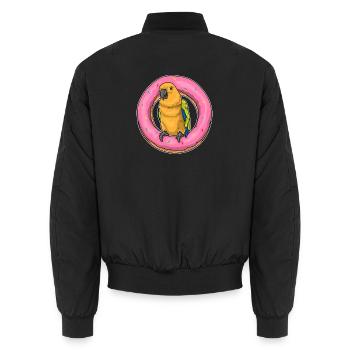 Papagei Donut - Unisex Bomberjacke - Schwarz - Hinten - AI Model Male 185 light (185cm)