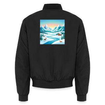Paysages alpins d’hiver avec cerfs et huttes - Bomber unisexe - noir - Dos - AI Model Male 185 light (185cm)