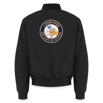 Survived 100 days of school - Unisex Bomber Jacket - black - Back - AI Model Male 185 light (185cm)