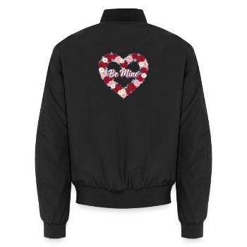 Heart of Roses Be Mine - Unisex Bomber Jacket - black - Back - AI Model Male 185 light (185cm)