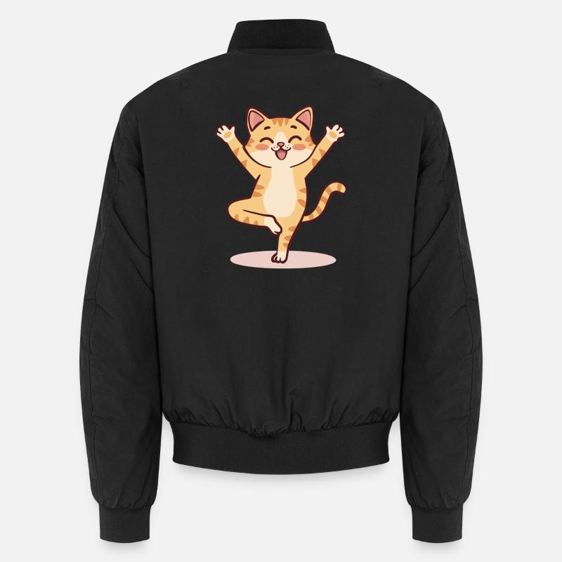 Dessin animé Yoga Cat | Mignonne posture du chat méditant Bomber unisexe