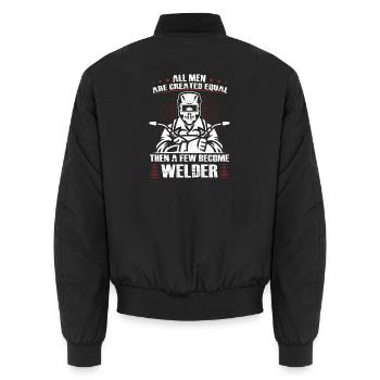 Welder Saying Gifts for Metalworkers - Unisex Bomber Jacket - black - Back - AI Model Male 185 light (185cm)
