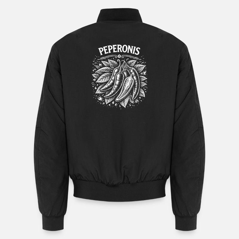 Chili Peperoni Linienkunst - Unisex Bomberjacke - Schwarz