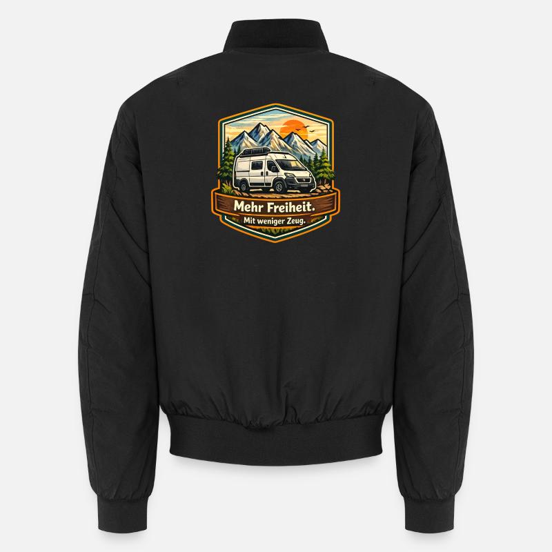 Camping-More Freedom-With Less Stuff-Camper - Unisex Bomber Jacket - black