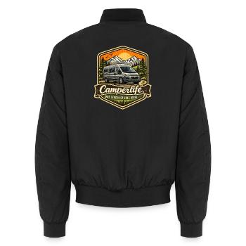 La vie de camping-car est un voyage - Campeur - Bomber unisexe - noir - Dos - AI Model Male 185 light (185cm)