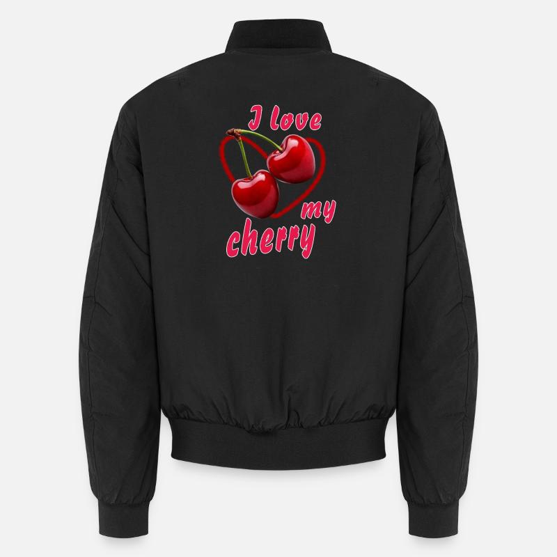 CHERRIES I love my cherry - Unisex Bomber Jacket - black