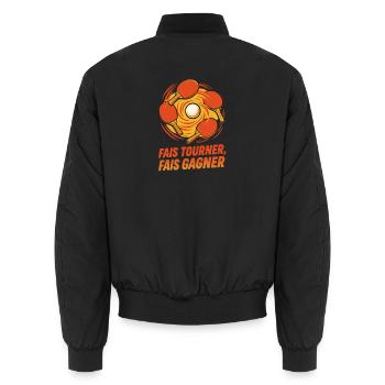 Fais tourner Fais gagner - Ping Pong - Bomber unisexe - noir - Dos - AI Model Male 185 light (185cm)