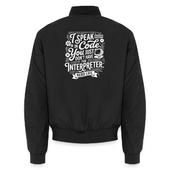 Codeflüstern Nerdleben - Unisex Bomberjacke - Schwarz - Hinten - AI Model Male 185 light (185cm)