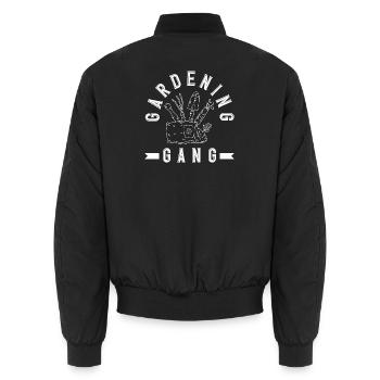 Gardening Gang Plant Lover Garden Gardener - Unisex Bomber Jacket - black - Back - AI Model Male 185 light (185cm)
