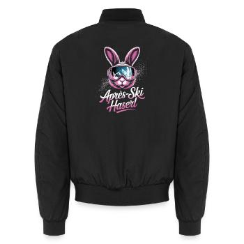 Apres Ski Haserl Hüttengaudi Skifahrerin Skihaserl - Unisex Bomberjacke - Schwarz - Hinten - AI Model Male 185 light (185cm)