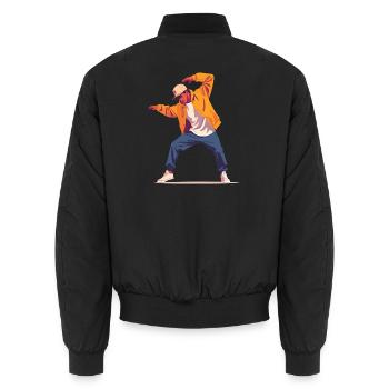 Motif de danse Personne en Breakdance Pose Dancer - Bomber unisexe - noir - Dos - AI Model Male 185 light (185cm)