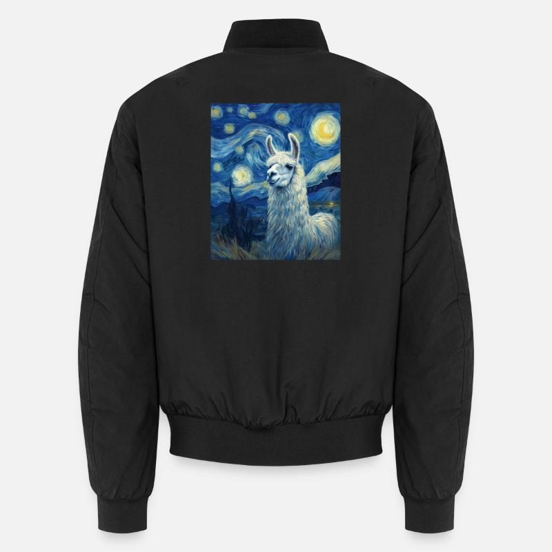 Lama Van Gogh Starry Night - Unisex Bomberjacke - Schwarz