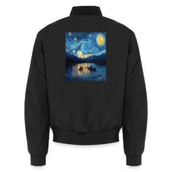 Kayak Van Gogh Starry Night - Unisex Bomber Jacket - black - Back - AI Model Male 185 light (185cm)