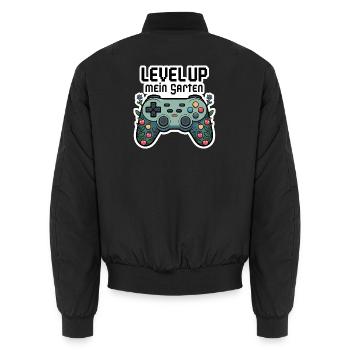 Level Up Garten-Controller Design - Unisex Bomberjacke - Schwarz - Hinten - AI Model Male 185 light (185cm)