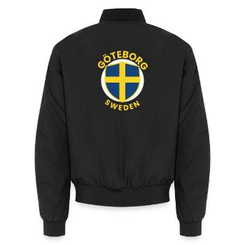 Göteborgs Sköld in schwedischen Farben - Unisex Bomberjacke - Schwarz - Hinten - AI Model Male 185 light (185cm)