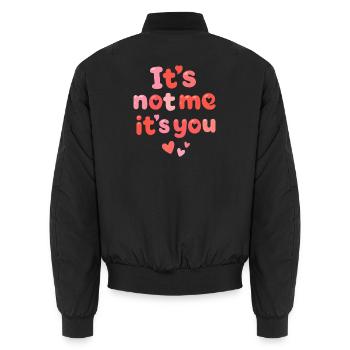 Ich bin es nicht, sondern dein süßes Liebeszitat - Unisex Bomberjacke - Schwarz - Hinten - AI Model Male 185 light (185cm)