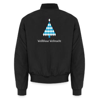 White-blue Christmas - Unisex Bomber Jacket - black - Back - AI Model Male 185 light (185cm)