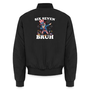 Six Seven Bruh 4 juillet Dabbing 6-7 4 juillet - Bomber unisexe - noir - Dos - AI Model Male 185 light (185cm)