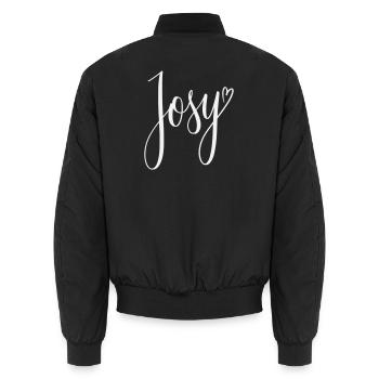 Josy Script Heart Design - Unisex Bomber Jacket - black - Back - AI Model Male 185 light (185cm)