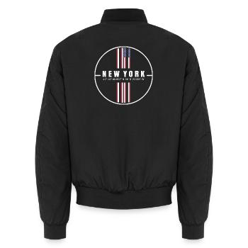 Coordonnées de New York - Bomber unisexe - noir - Dos - AI Model Male 185 light (185cm)
