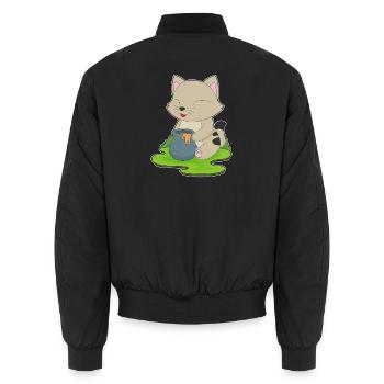 Katze Honig - Unisex Bomberjacke - Schwarz - Hinten - AI Model Male 185 light (185cm)