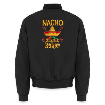 Nacho Durchschnittlicher Bäcker - Unisex Bomberjacke - Schwarz - Hinten - AI Model Male 185 light (185cm)