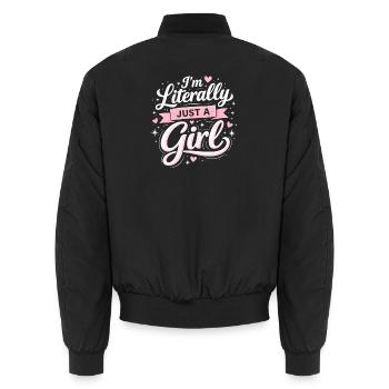 Je suis littéralement juste une fille - Bomber unisexe - noir - Dos - AI Model Male 185 light (185cm)