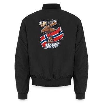 Drapeau norvégien de l’élan et de l’église - Bomber unisexe - noir - Dos - AI Model Male 185 light (185cm)