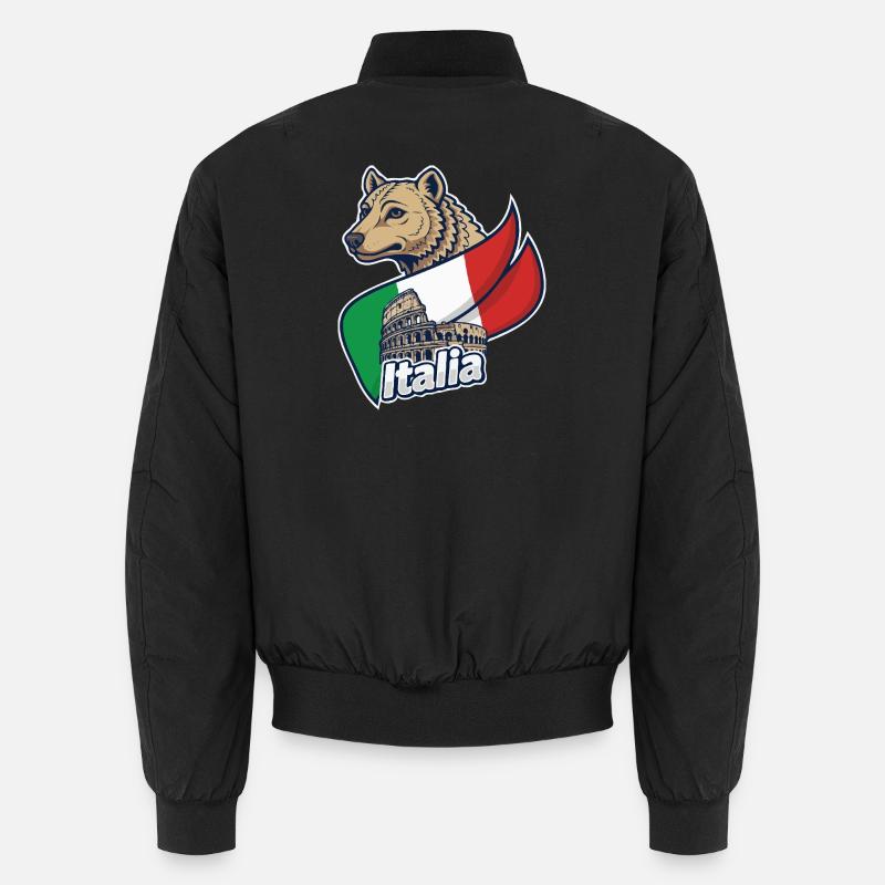 Italian Wolf with Colosseum - Unisex Bomber Jacket - black