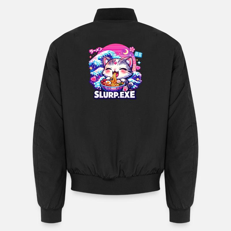 Kawaii Cat Ramen Nouilles Anime Chat - Bomber unisexe - noir