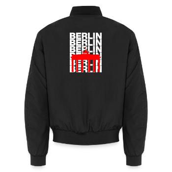 BERLINER TOR, FREIHEIT! DIT IS BERLIN - Unisex Bomberjacke - Schwarz - Hinten - AI Model Male 185 light (185cm)