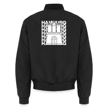 HAMBURG STADTTOR, HANSE, MOIN, HH - Unisex Bomberjacke - Schwarz - Hinten - AI Model Male 185 light (185cm)